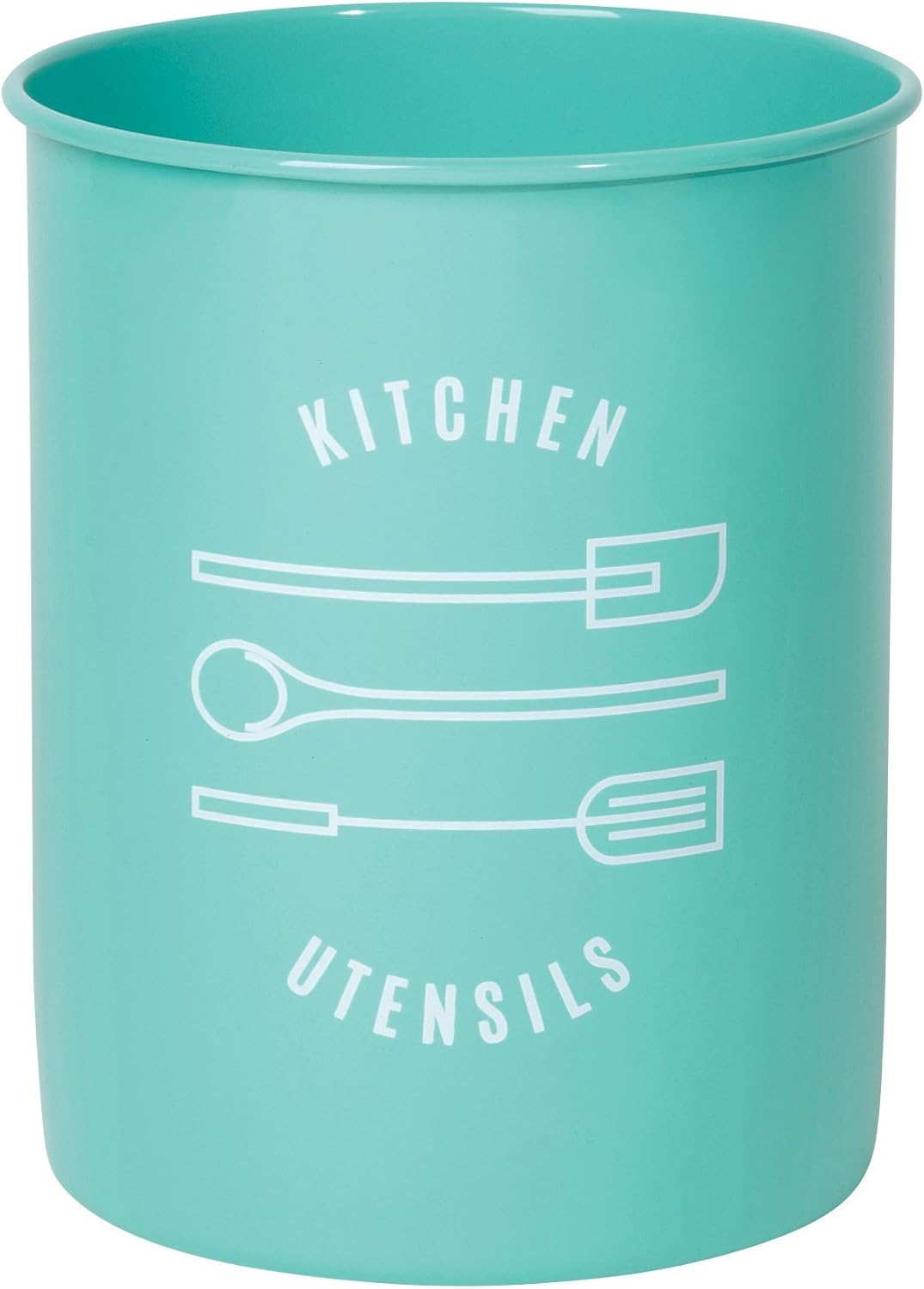 Now Designs Powder-Coated Steel Utensil Crock, Turquoise, 5x6 inches
