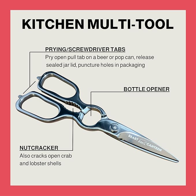 Kitchen Shears (Heavy-Duty Kitchen Scissors) – Forged 3Cr14 Stainless Steel, Come-Apart Design, Electropolished Rust-Resistant Finish, Built-In Nutcracker & Bottle Opener