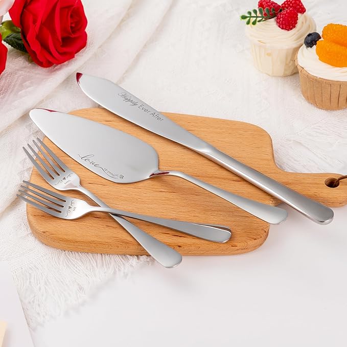 Wedding Cake Knife and Server Set, Cake Cuting Set for Wedding, Sliver Mr anf Mrs Champagne Fllutes for Bride Shower Engagement Gifts