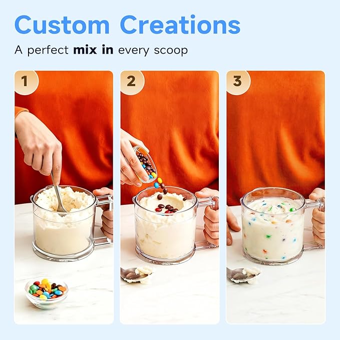 Valentine’s Day Gift – Ice Cream Maker & 10-in-1 Frozen Treat Maker, 20 oz 1 Pint, Mix-In + Re-Spin for Creamier Texture, Gelato/Sorbet/Slushie/Frozen Yogurt/Milkshake/Smoothie Bowls, Recipe Guide