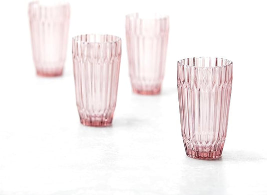 Fortessa Archie Glass Drinkware, Iced Beverage Glass (Set of 6), 14.8 Ounce, Pink