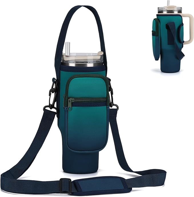 Water Bottle Carrier Bag for Stanley 40/30 oz Tumbler with Phone Pocket Neoprene Water Bottle Holder with Shoulder & Handheld Strap Stanley Cup Accessories