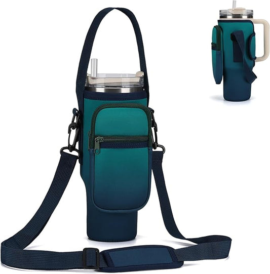 Water Bottle Carrier Bag for Stanley 40/30 oz Tumbler with Phone Pocket Neoprene Water Bottle Holder with Shoulder & Handheld Strap Stanley Cup Accessories