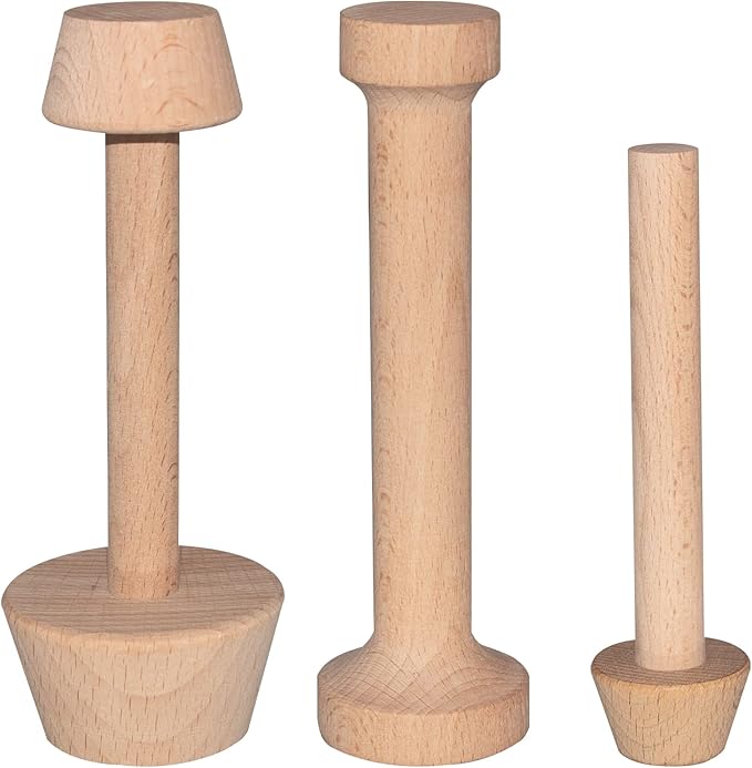 Wooden Tart Tamper Set, Double Side Pie Pastry Dough Tamper, Egg Tart Pan Mold DIY Cake Pastry Baking Tool for Mini Egg Tart, Cheesecakes, Pasta and Dessert Baking (3 Pieces)
