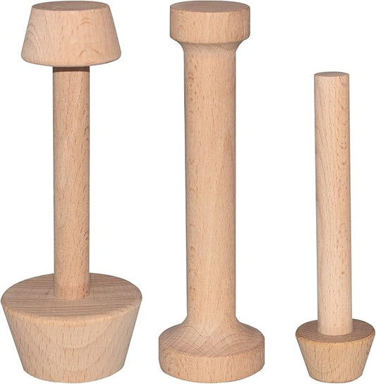 Wooden Tart Tamper Set, Double Side Pie Pastry Dough Tamper, Egg Tart Pan Mold DIY Cake Pastry Baking Tool for Mini Egg Tart, Cheesecakes, Pasta and Dessert Baking (3 Pieces)