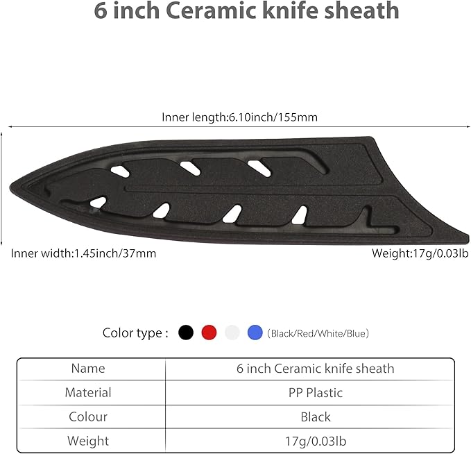 XYJ 2pcs/set Safety Knife Covers Sleeves Knives Edge Guard, Universal Knife Sheath, Chef, Slicing Ceramic Knife Case Black (For 6'' Ceramic Knife)