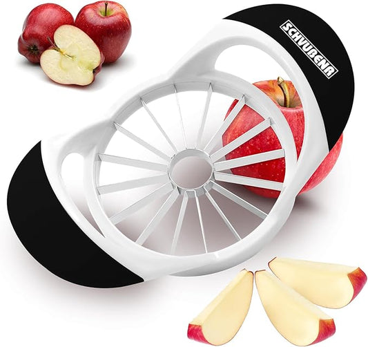 SCHVUBENR Apple Slicer and Corer - 4.72 Inch Stainless Steel Apple Cutter with 16 Sharp Blades - Professional Apple Divider Tool for Quick Slices - Easy to Use & Clean - Slice Fruits with Ease - Black