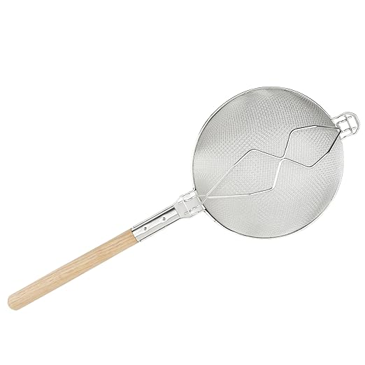 Winco MST-12D Strainer, 12-Inch Diameter, Reinforced Double Mesh, Medium, Nickel, Tan