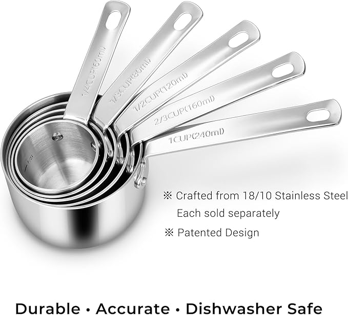 KEAWELL Premium Dog and Cat Food Measuring Cup 18/10 Stainless Steel (1, 1/2 Cup)
