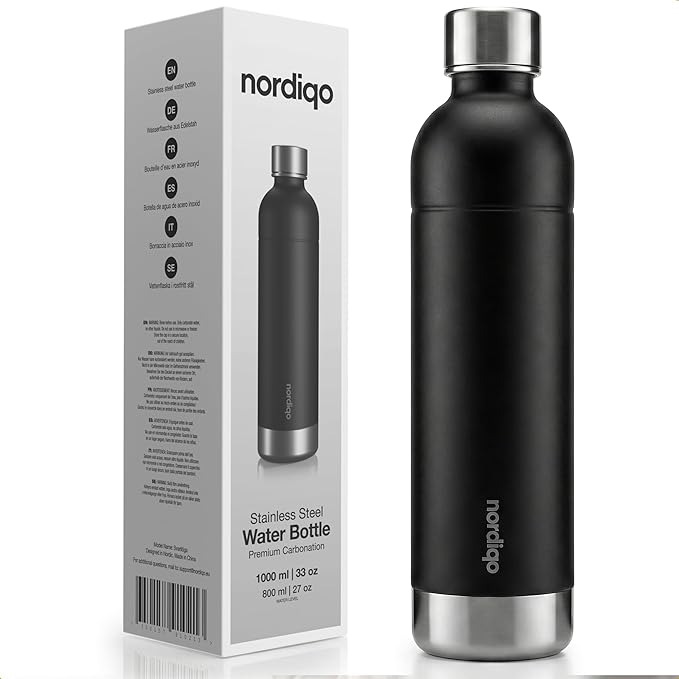 Stainless Steel Carbonating Bottle 33 oz | Compatible with Aarke Carbonator 3, Sodastream (Excl. model Aqua Fizz + Jet) and many others | Dishwasher Safe, No Expiration Date, BPA-Free