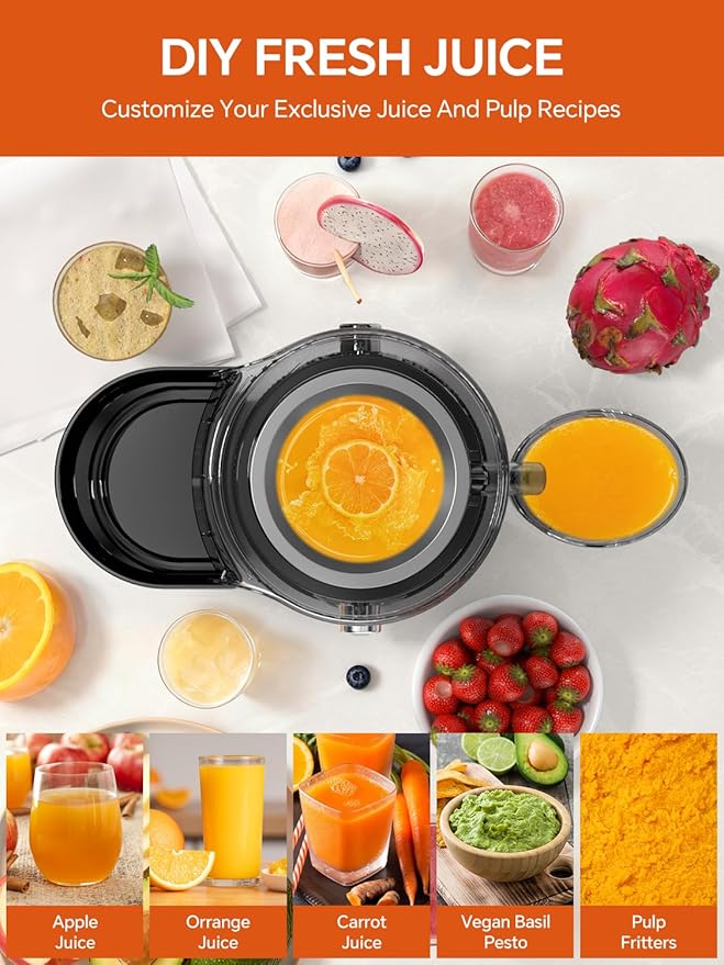 Juicer Machine, Airon Centrifugal Juicer Extractor, Max Power 800W, 3" Wide Feed Chute for Fruit Vegetable, Juice Maker with 3-Speed Setting, High Juice Yield, Easy to Clean, Stainless Steel, BPA Free