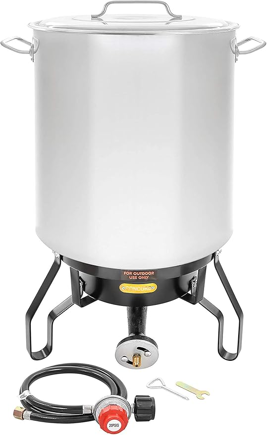 Concord Home Brew Stainless Steel Kettle with Single Burner Stand Set (60 Quart)