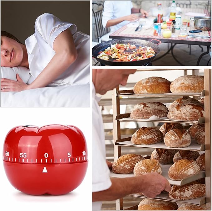 60 Minutes Red Kitchen Timers for Cooking, 2.83 x 2.17in Visual Timer, ABS Tomato Timers for Cooking, Baking, Brushing Teeth, Reading, Studying, Running and Yoga