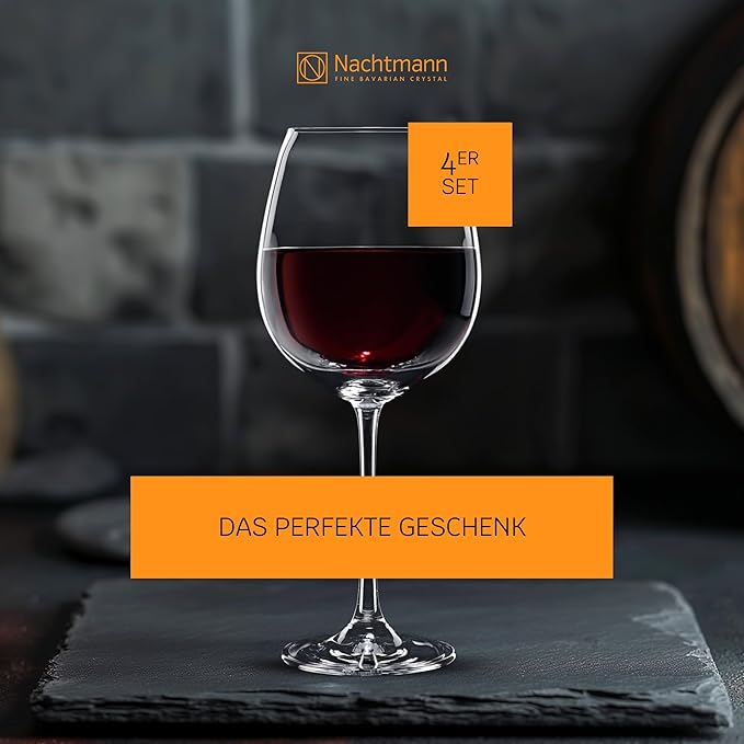 Nachtmann Vivendi 25 oz Red Wine Glasses – Set of 4 Lead-Free Elegant Crystal Stemware with Long Stems & Thin-Walled Tulip Shape, Ideal for Cabernet, Pinot Noir & Bordeaux, Break-Resistant