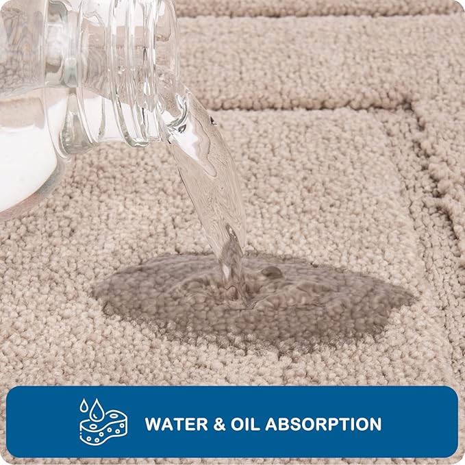 PURRUGS Machine Washable Kitchen Runner Rug 32" x 70", Non-Slip/Skid Hallway Runner Rug, Super Absorbent Soft Area Rug for Kitchen, Hallway & Laundry, Rolled Packaging, Beige