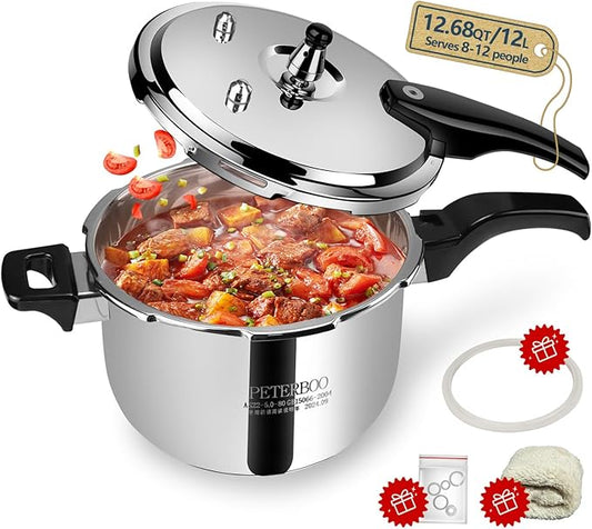 Premium Stainless Steel Pressure cooker 12 quart | 8 Safety Features & Quick cooking | stovetop pressure cookers;instant pot pressure cooker;olla de presion pressure cooker 12+ quart large