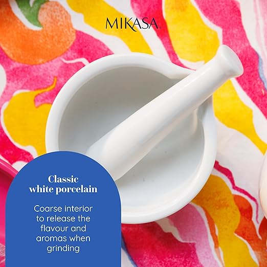 Mikasa Chalk Porcelain Mortar & Pestle, Labelled