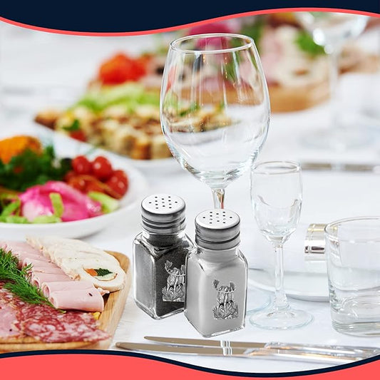Heritage Pewter Moose Salt and Pepper Shaker Set of 2 Bottles | Expertly Crafted Pewter Glass