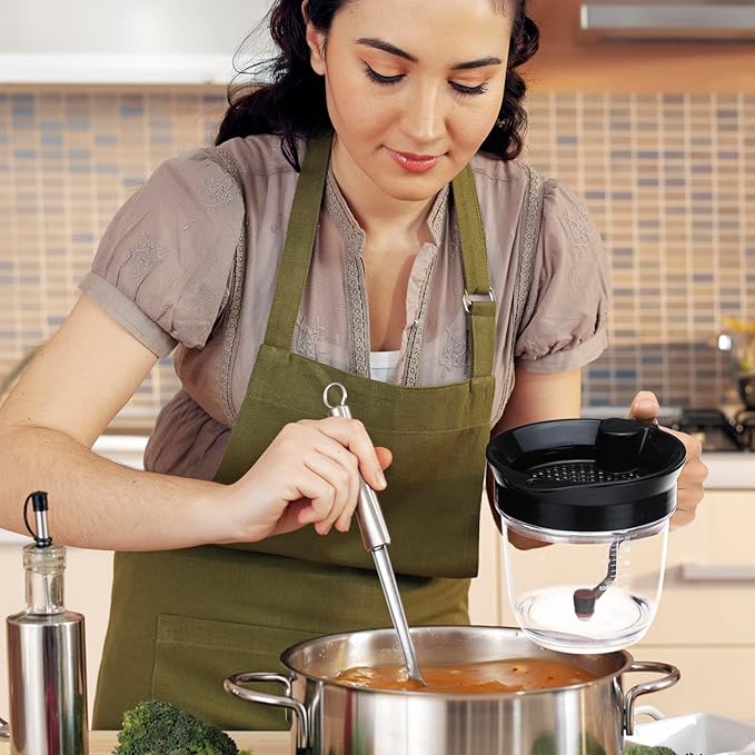 QWORK Fat Separator, 4 Cups / 1000 ml Grease Separator with Bottom Release - Soup Oil Separator Measuring Cup for Cooking