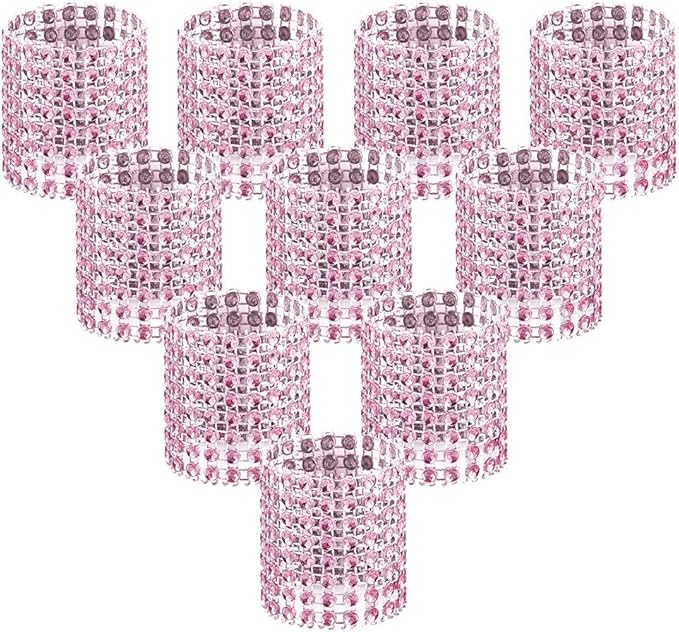 Accmor 100pcs Napkin Rings, Pink Napkin Rings Buckles for Table Decorations, Wedding, Dinner, Party, DIY Decoration