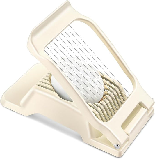 Egg Slicer - Stainless Steel Wire, Heavy Duty Aluminium, Dishwasher Safe for Eggs and Soft Fruits, White