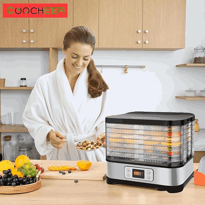 Food Dehydrator Machine, 400W 8 Trays Dehydrators for Food and Jerky with 72H Timer and 95-158℉ Temperature Control, BPA Free, Fruit Dehydrator for Fruit, Herbs, Meat, Veggies and Dog Treats, Upgraded