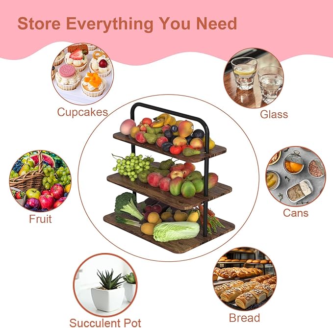 Cupcake Stand, 3-Tier Dessert Stand for 52 Cupcakes, Wood & Metal Tower Display Premium Holder Dessert Tree Tower for Christmas Birthday Weddings Party Decor, Serving Tray, Wood Brown, 2-pack