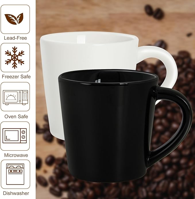 4.2oz Espresso Cups Set of 2, Ceramic Coffee Mugs Demitasse Cups, Small Espresso Mugs for Shot of Coffee, Tea Cups with Handles, Gift for coffee Lovers - White