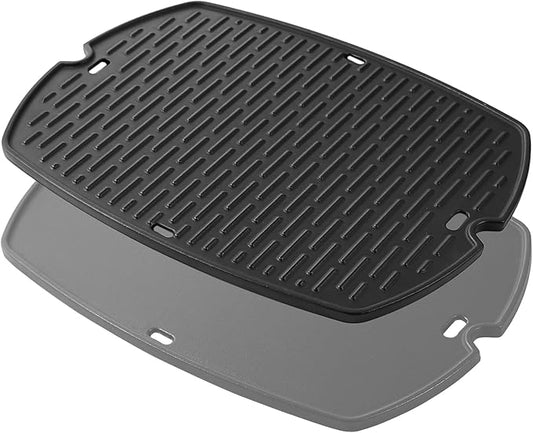7646 Q3200 Griddle Full Size Grill Replacement Parts for Weber Q300 Q320 Q3000 Q3100 Flat Top Griddle Insert 6506 57060001 6559 586002 404341 Accessories Cast Iron Reversible Griddle Plate