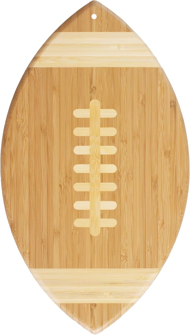 Totally Bamboo Football Shaped Bamboo Wood Cutting Board and Charcuterie Board, Great Gift for Football Fans