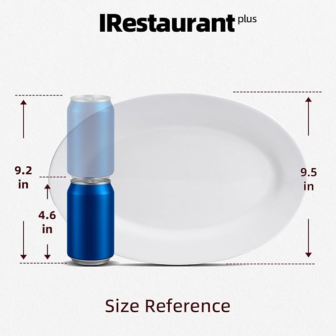 Wide Rim Bone China Commercial Grade Restaurant Plate, Elegance White Oval Platter 14" x 9.5", Case of 6