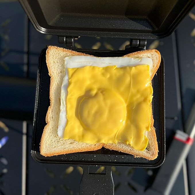 TOPINCN Hot Sandwichs Maker, Foldable Double Sided Non Stick Frying Pan Grilled Sandwichs Toaster for Outdoor Cooking Omelette Steak, Stovetop Grill Press Flip Pan