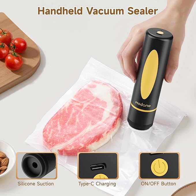 Vacuum Sealer, Food Saver Vacuum Sealer Machine, Compact Handheld Vacuum Sealers with 30 Reusable Vacuum Seal Bags for Freshness Preservation Food Storage