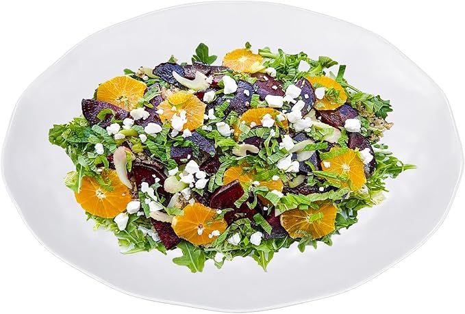 Yalin Oval Large Serving Platter, 16 Inch Melamine Serving Tray, Great for Restaurant, Steak, Salad and Everyday, Set of 2 White Dinner Plates