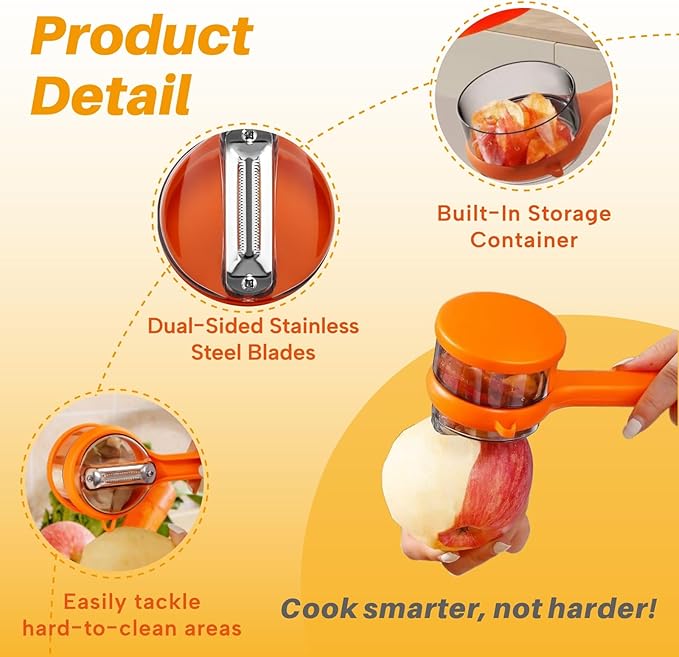 2PCS Upgrade Fruit Vegetable Peeler with Container, 2026 New Special Potato Peelers for Kitchen, Double-Sided Stainless Steel Apple Peeler with Box Storage