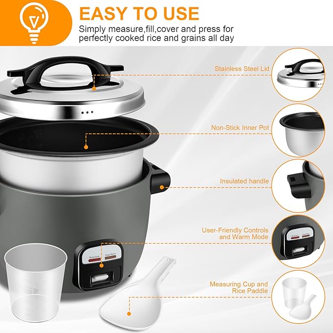 Wutfly 40 Cups Commercial Rice Cooker/Warmer (40-Cup)