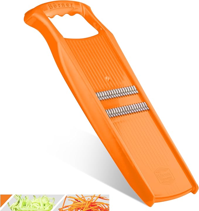 Börner by Reston Lloyd Roko PowerLine • Short & Long Vegetable Strips/Noodles & Safety Food Holder • Made in Germany, Orange