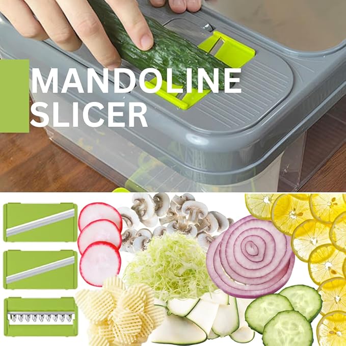 All-in-One Vegetable Chopper & Prep Station - Multifunctional Food Chopper, Mandoline Slicer, Cheese Grater, Egg Separator, Built-In Cutting Board & Storage Container for Meal Prep
