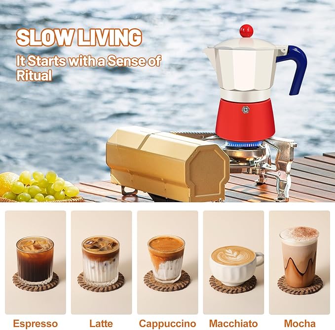 DITOSH 6 Cup Aluminum Espresso Stovetop Moka Pot Express Coffee Maker Percolator Italian Classic Mocha Coffee Machine for Italian and Cuban Cafe Brewing for Home Camping 300ml