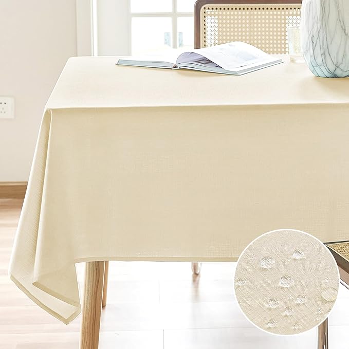 AUSSPVOCT Textured Tablecloth Rectangle 60x84 Water Resistant Spill-Proof Wipeable Table Cloth Wrinkle Free Fabric Dining Table Cover for Birthday Farmhouse Christmas Holiday Tablecloths