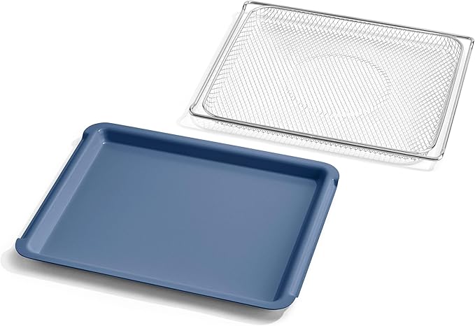 Our Place Wonder Oven Pro Essentials Kit with Large Aluminum Bake Pan and Steel Air Fryer Basket | Non-Toxic, Non-stick, Easy-to-Clean Baking & Frying Accessories, Oven-Safe up to 450°F | Blue Salt