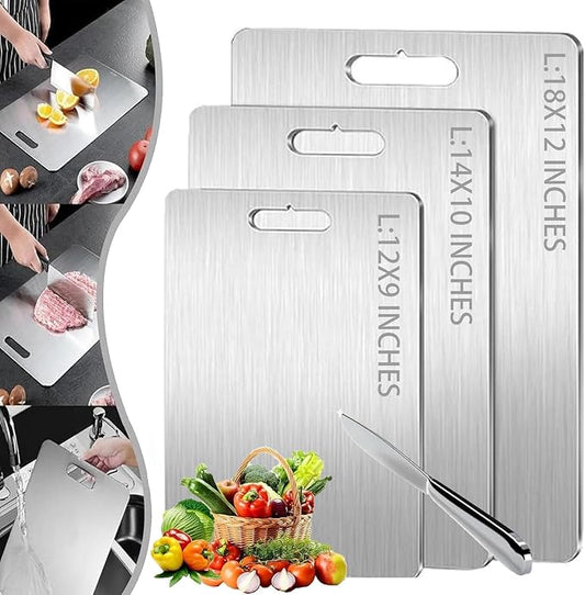LAICAI 2025 Titanium Cutting Boards - 100% Pure Titanium Cutting Board for Kitchen, Titanium Cutting Board for Home Kitchen Cooking，Upgrade Double Sided Food-Grade Titanium Board (18 * 12INCH)