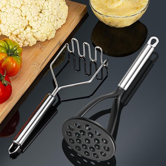 TENTA TENTA KITCHEN 2 PCS Potato Mashers, Thick Nylon Nonstick Food Masher, Safe for Non-Stick Cookware, Strong Stainless Steel Potato Ricer For More Cookware