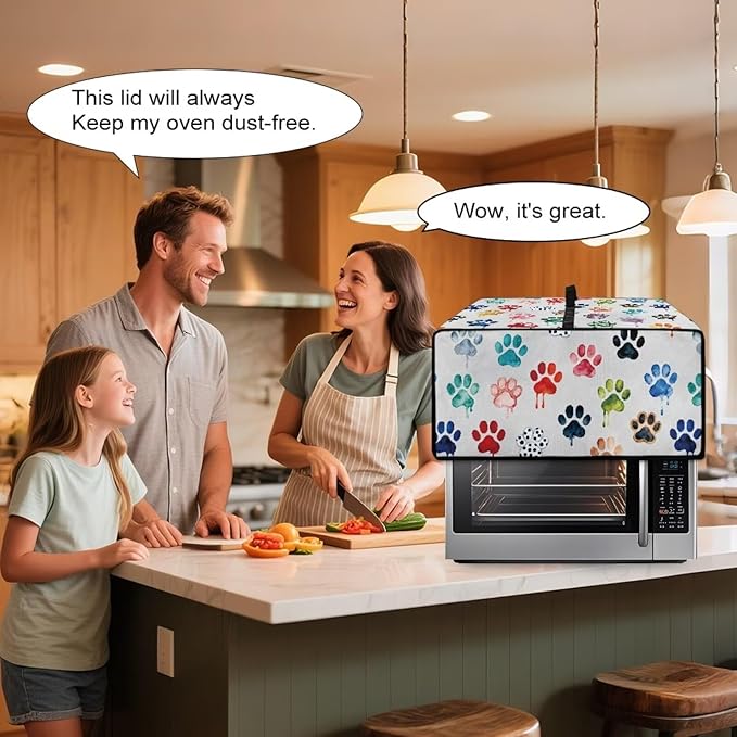 Doojoayie Cute Dog Paw Toaster Cover 6 Slice Appliance Covers for Kitchen Counter 19.7"x16"x 10" Universal Fit Dustproof Protector as Kitchen Decoration