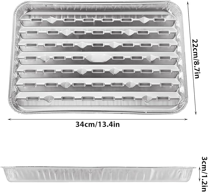 ZUQIAN 50 Pack Aluminum Foil Grill Pans with Holes, 9'' x 13'' Aluminum Foil Grill Liner Topper, Disposable Foil Broiler Pans for Cooking BBQ Grilling Trays Foil Grill Drip Pans