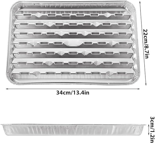 ZUQIAN 50 Pack Aluminum Foil Grill Pans with Holes, 9'' x 13'' Aluminum Foil Grill Liner Topper, Disposable Foil Broiler Pans for Cooking BBQ Grilling Trays Foil Grill Drip Pans