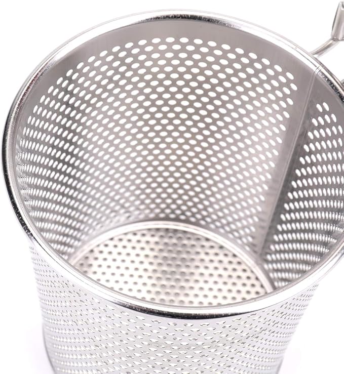 Lawei 3 Packs Mesh Pasta Basket with Wooden Handle Stainless Steel Mesh Spider Strainer for Pasta, Noodles, Dumpling
