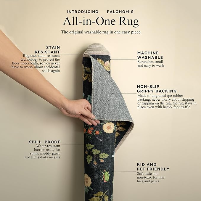 Washable Runners for Hallways Kitchen Rugs: 2'6"x8' Runner Rug Stain Resistant Non Slip Low Pile Soft Carpet Runners Rug for Bedroom Hallway Indoor Entryway Kitchen Laundry Room Farmhouse