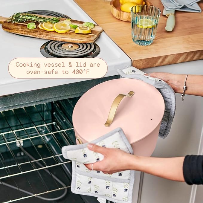 Beautiful 10-in-1 Electric Multi-Cooker, 6-Quart, Digital Display, Non-Stick Pot, One-Touch Control, 10 Cooking Functions (Rose)