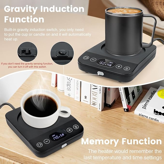 Coffee Mug Warmer & Mug Set, 30W Coffee Cup Warmer with 16oz Cup for Desk with Auto Shut Off, Timer Function, Smart Mug Heater for Heating Coffee, Tea, Candle, Beverage, Gifts